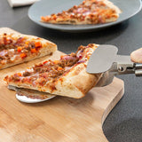 découpeur design de pizza 4 en 1 - roulette, coupe dents de scie pour les bords, spatule pour les parts et une pince - livraison offerte